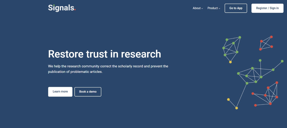 A screenshot of the Signals website home page.