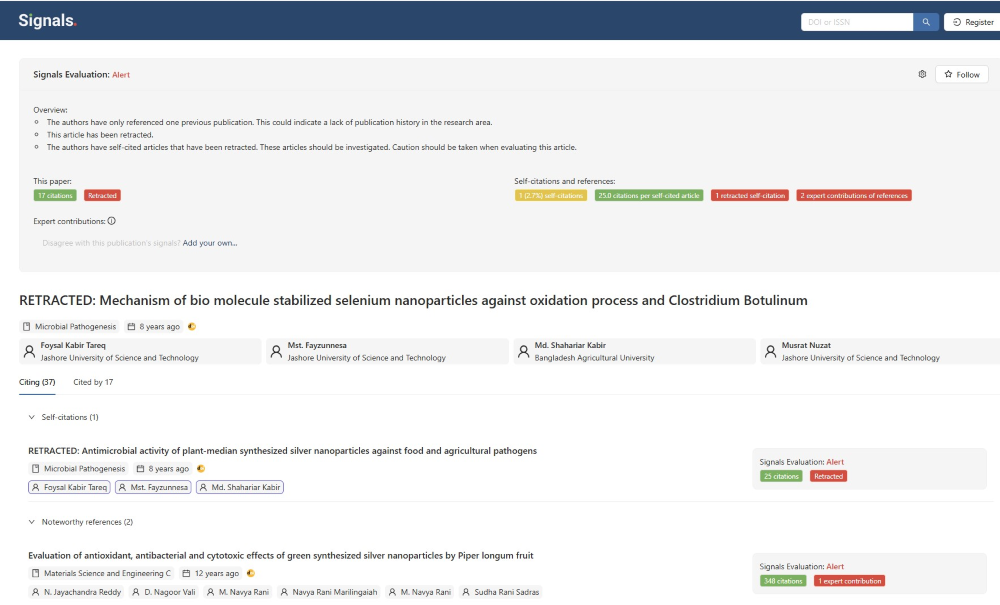 A screenshot of the Signals website home page.