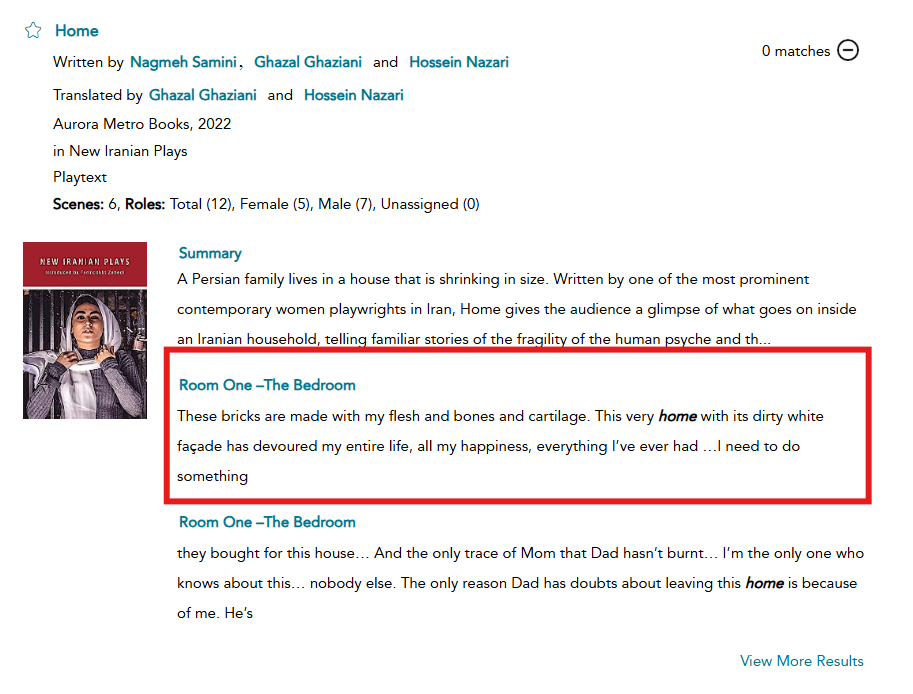 screenshot showing play record with monologue highlighted>