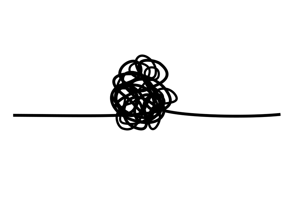 An black line tangled in an impossible knot 