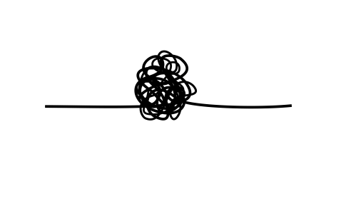 An black line tangled in an impossible knot 