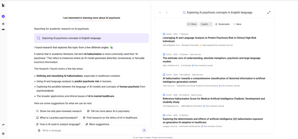 Screenshot of search results fo “AI psychosis” showing almost entirely results related to AI hallucinating rather than the phenomenon of AI psychosis.